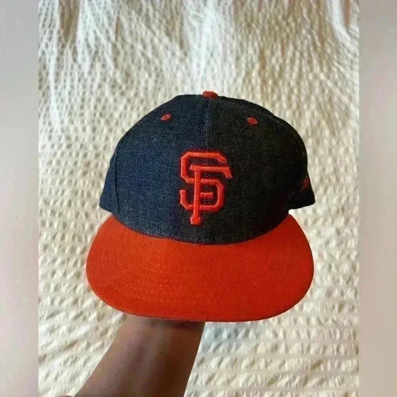 New Era 59fifty Giants denim and orange hat size 7.5 - Picture 2 of 5